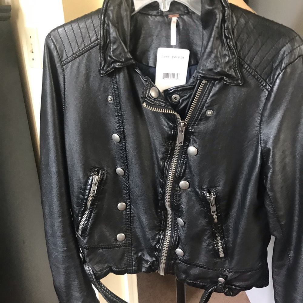 Small Free People Vegan Leather Jacket